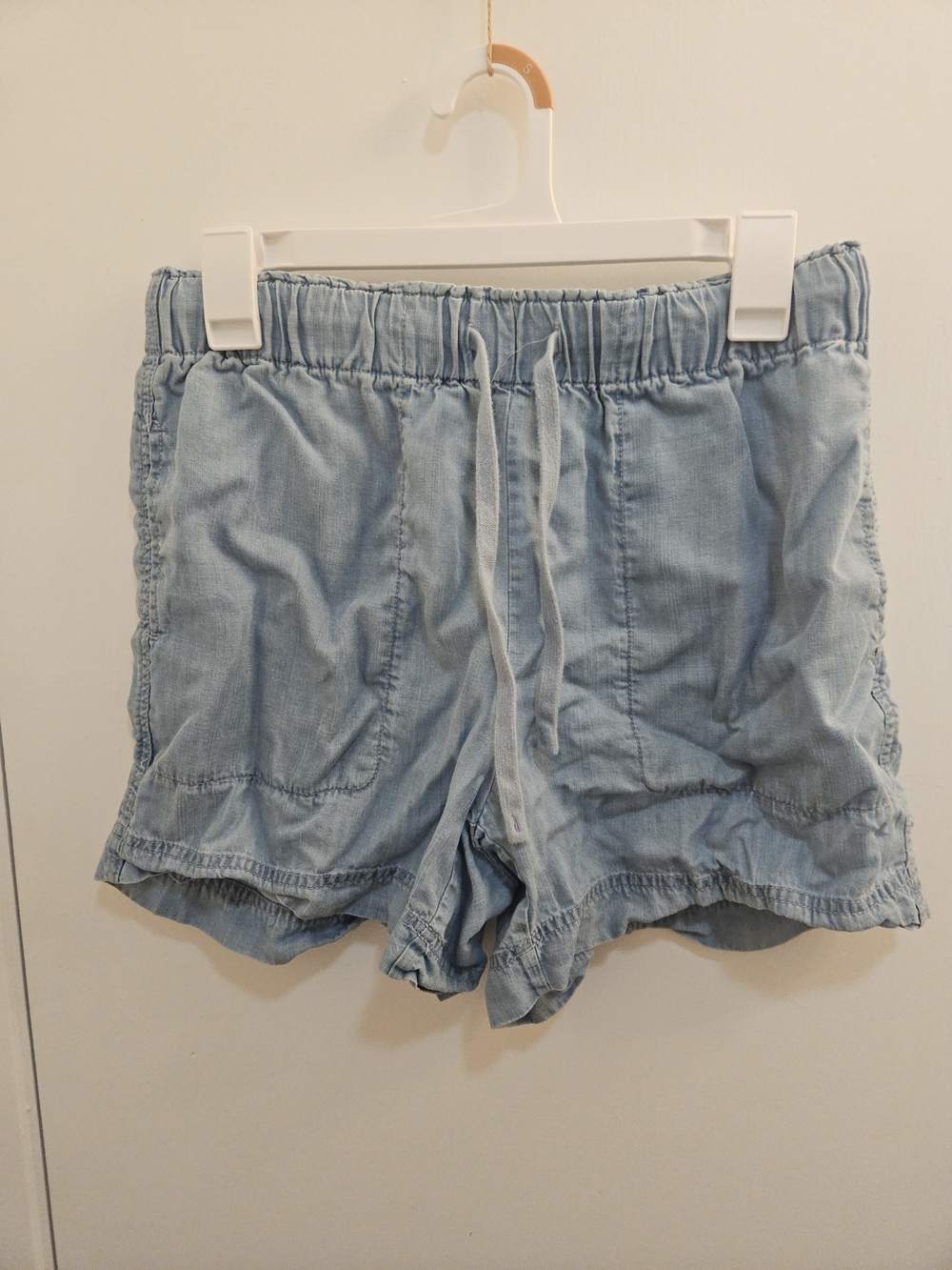 Hilary Radley Light Blue High-Rise Drawstring Denim Shorts